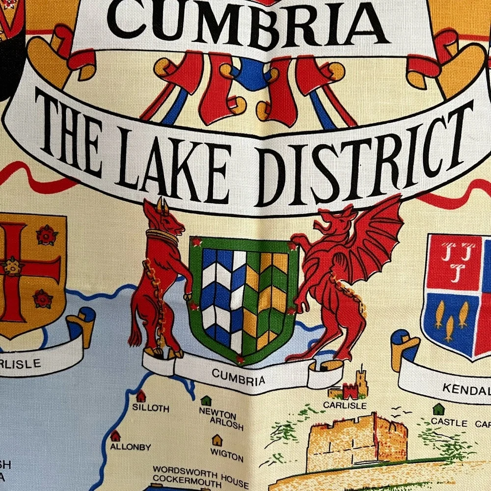 Cumbria The Lake District Map Kitchen Towel / Wall Hanging
